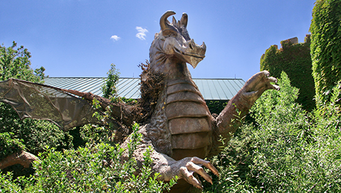 dragon statue in childrens fantasy garden